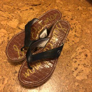 Black Leather Strappy Wedges